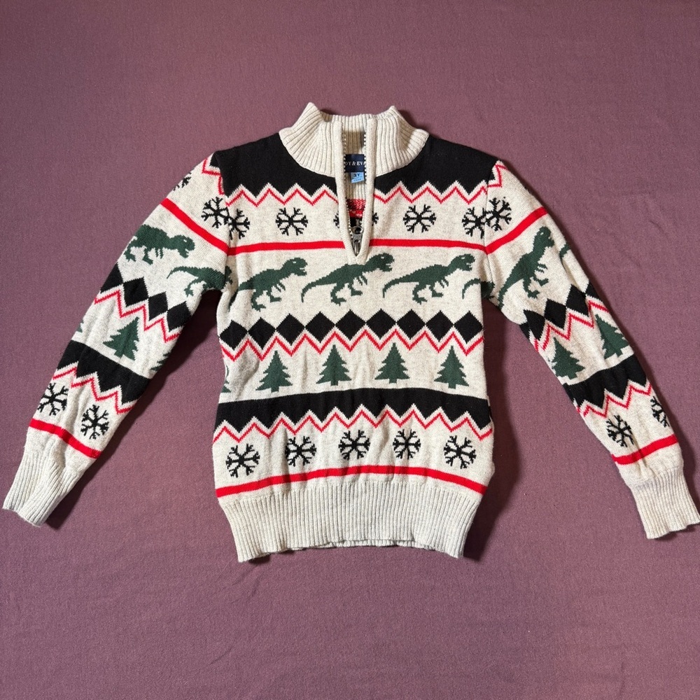 Andy & Evan dinosaur 1/4 Zip Christmas sweater - boys 3T